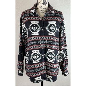 Chico's Southwest Tribal Aztec Shacket Button Up Cotton Casual Shirt Top Small